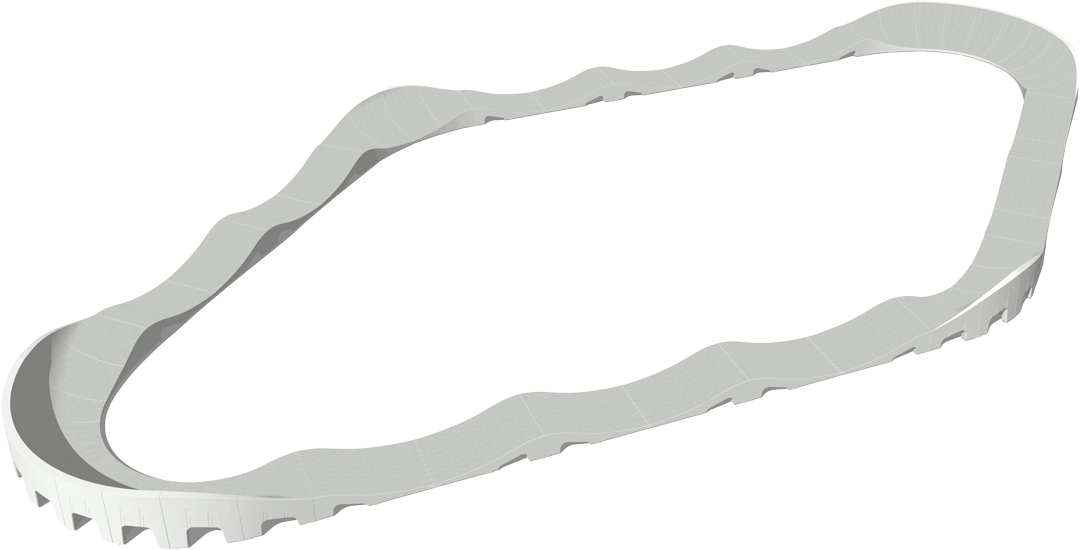 Fertig-Pumptrack-Model-48-Visualisierung-580px Visualisierung Fertig‑Pumptrack Model 48 mit ca. 19,95 x 7,00 m Fläche und rund 49 m Pumptrack‑Strecke – kompakte, modulare Pumptrack‑Anlage für über 15 Sportarten mit falldämpfender Hyper‑Grip Oberfläche.